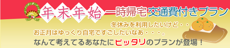 お正月一時帰宅交通費付きプラン!
